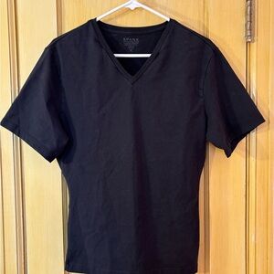 SPANX Cotton Compression Undershirt Black Short Sleeve V Neck Size XL